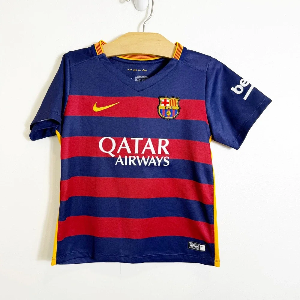Nike FC Barcelona Soccer Kit Boys XS Blue Red 2015-16 Jersey Shorts Set